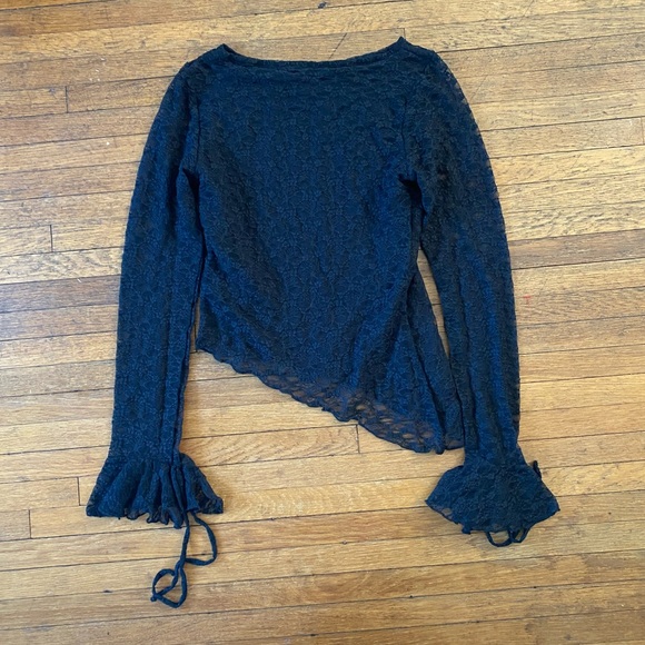 See You Monday Asymmetrical Lace Long Sleeve Top - Picture 4 of 6